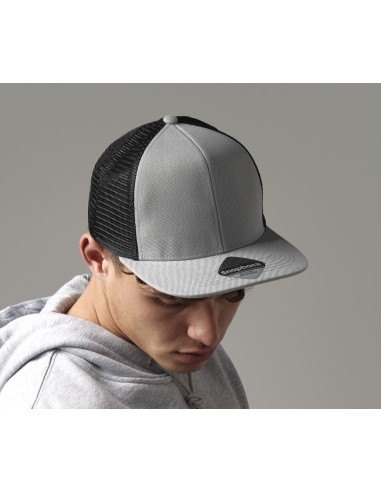 B-B664-Original Flat Peak 6 Panel Trucker Cap
